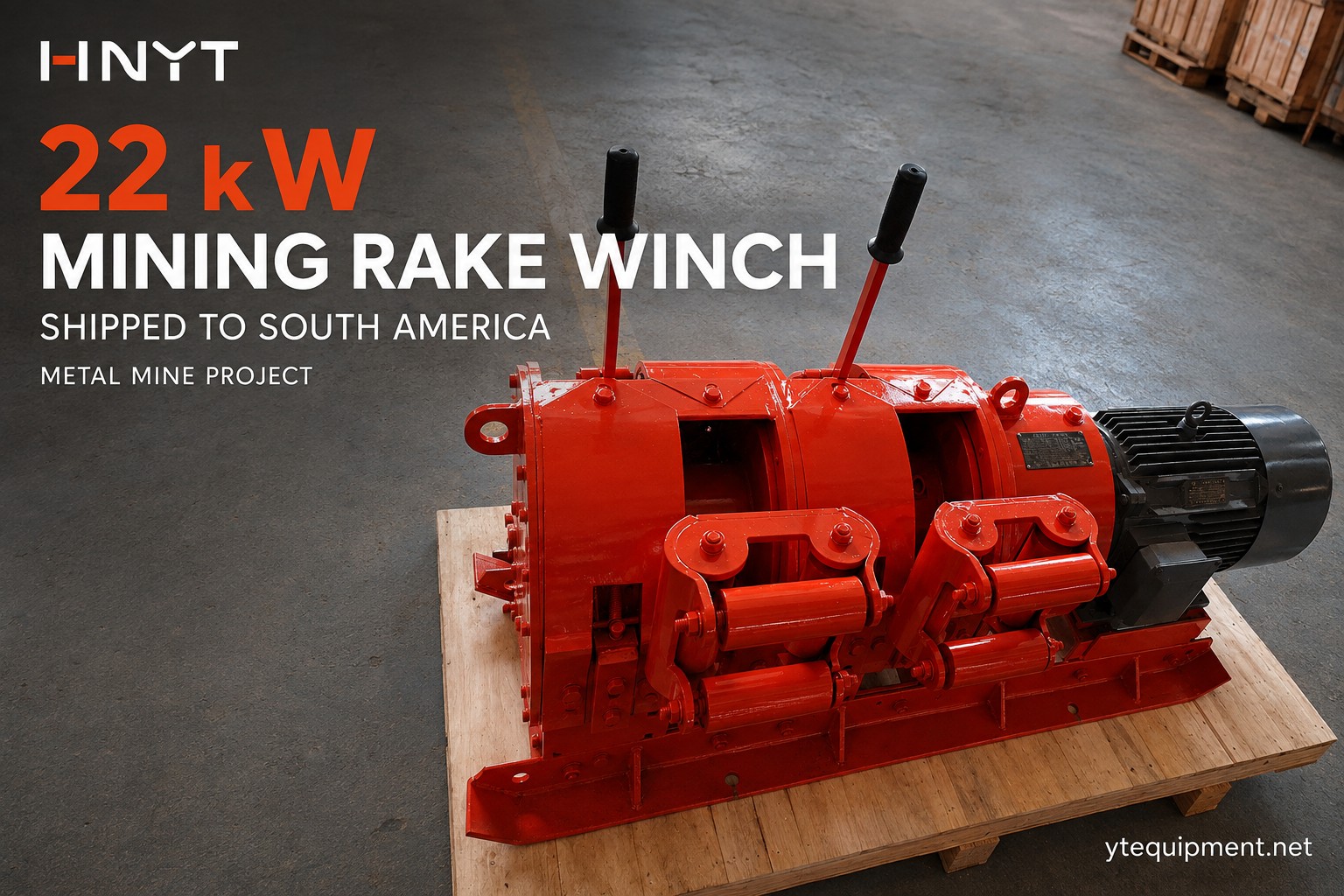 22 kW Mining Rake Winch for Short-Distance Ore Raking at a South American 